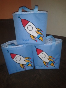 Lunch bag handmade aplikasi rocket