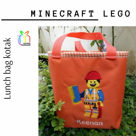 souvenir ultah souvenir lunch bag kotak minecraft lego | natural handmade